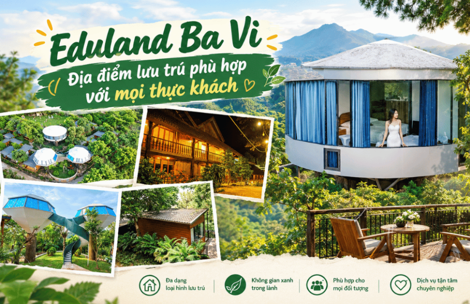 Phòng Lưu Trú Tại Eduland Ba Vì — Bungalow VIP, Bungalow 2 Giường & Nhà Sàn Cộng Đồng